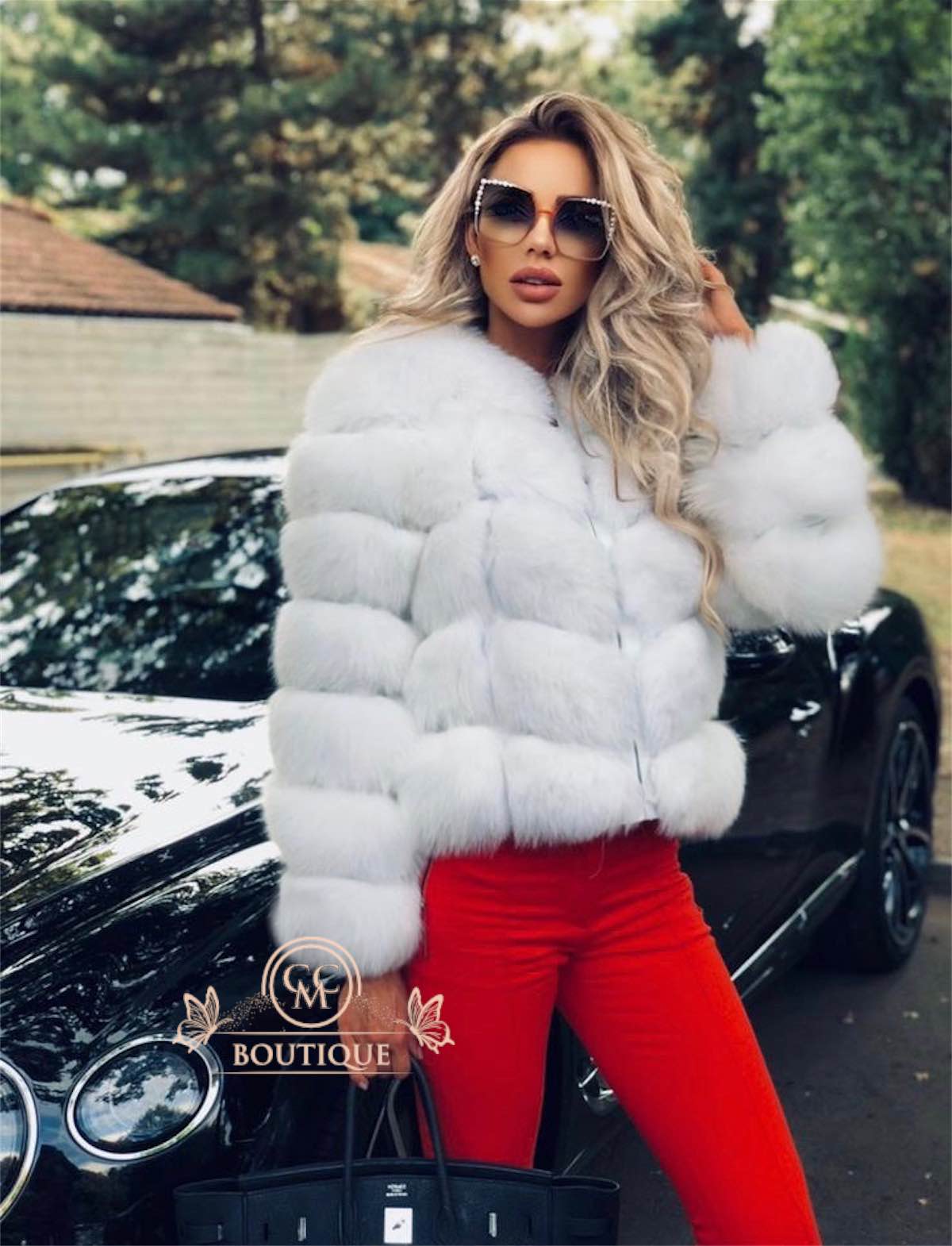 White bubble hot sale fur coat